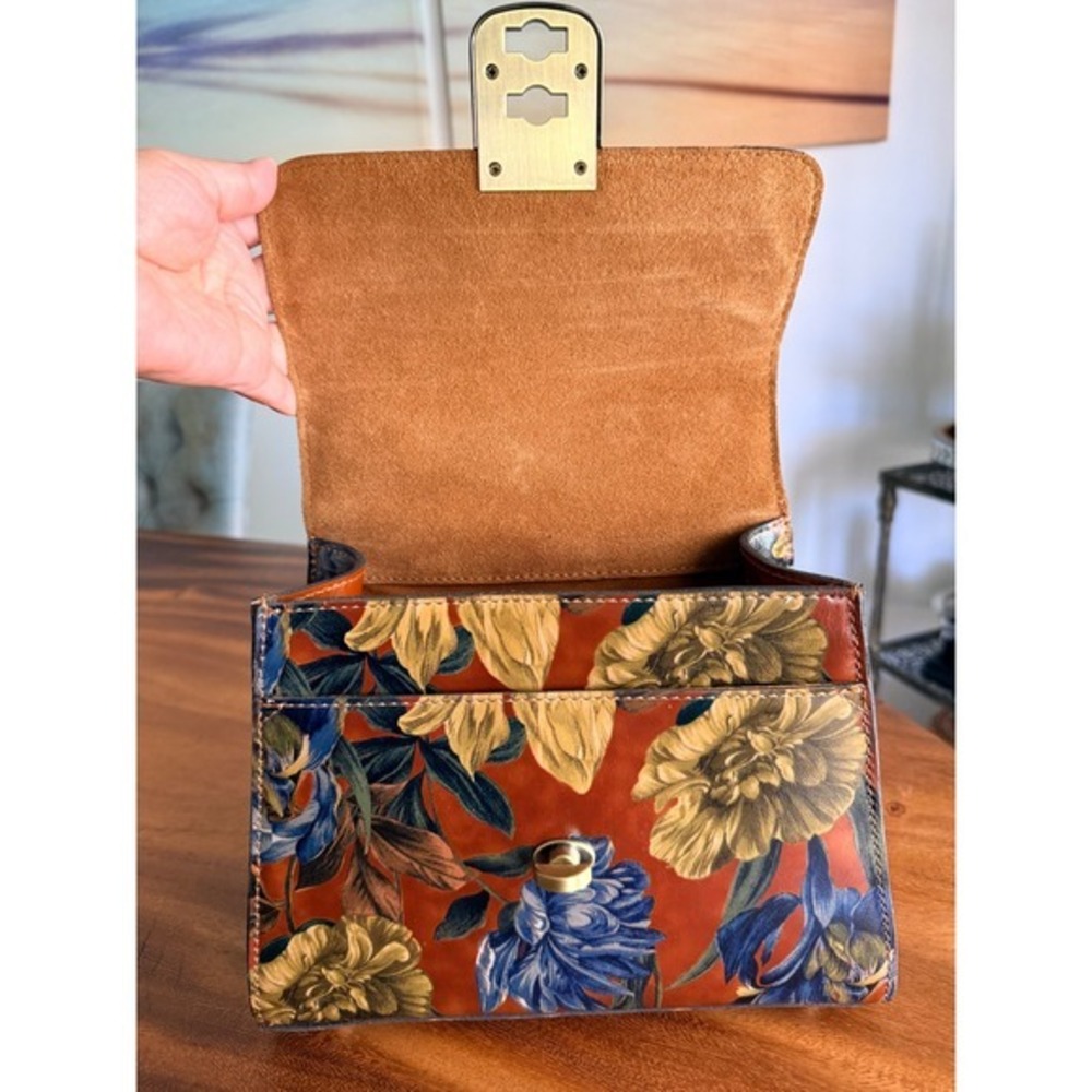 NWT $249 Patricia Nash Marigold Harvest Floral Leather Satchel Crossbody Bag - Picture 7 of 15